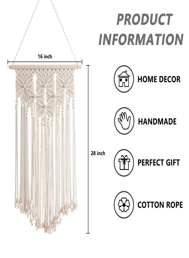 RLoncomix Macrame Wall Hanging Boho Art Woven Home Decoration Chic Cotton Rope Cord Wall Art for Apartment Living Room Bedroom Gallery, Beige, 16x28 Inches - Image 3
